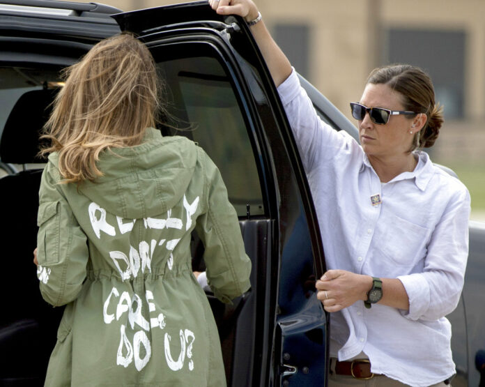 First lady Melania Trump walks to her vehicle as she arrives at Andrews Air Force Base, Md., Thursday, June 21, 2018, after visiting the Upbring New Hope Children Center run by the Lutheran Social Services of the South in McAllen, Texas. Photo: Andrew Harnik / Associated Press