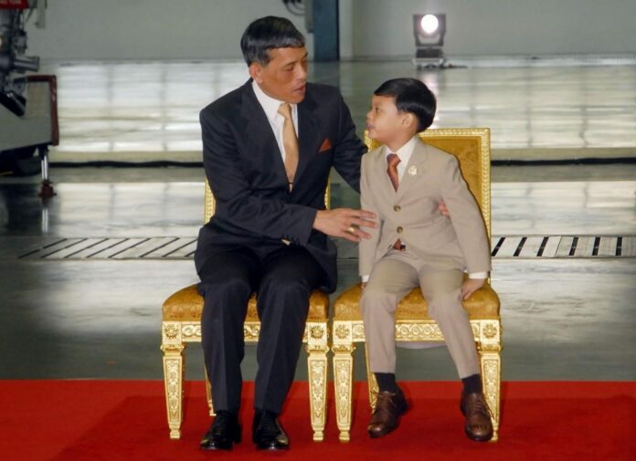 Then-Crown Prince Vajiralongkorn with Prince Dipangkorn Rasmijoti in 2012.