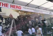 Chiang Rai Artist Offers 10M Baht for Cave Monument Artists Saturday paint a mural dedicated to the international rescue effort that affected the safe extraction of 13 people from a flooded cave in Chiang Rai province.