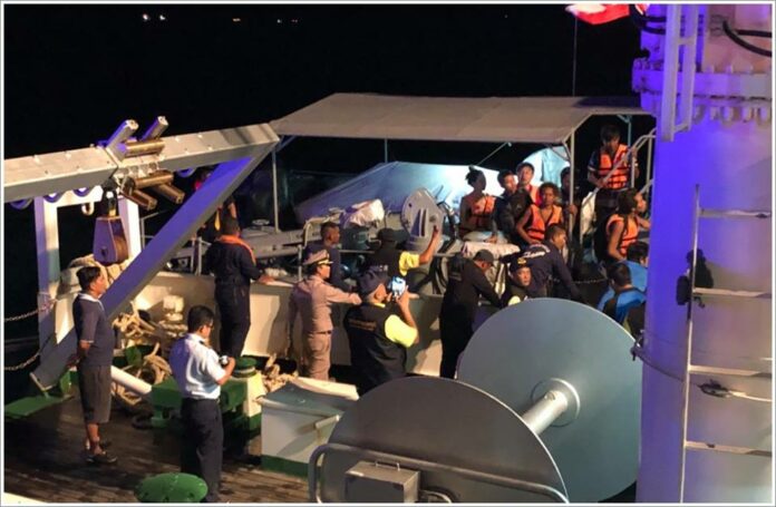 Rescue workers respond to the boat accident in Phuket on July 6.