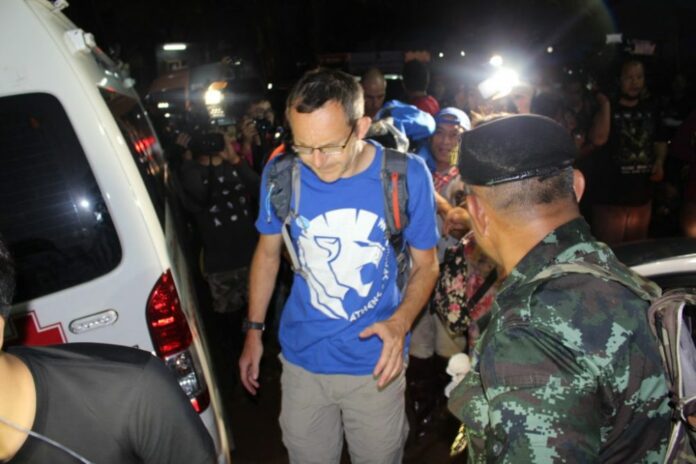 Diver John Volanthen arrived in July at Tham Luang Nang Non.