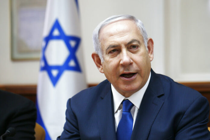 Israeli Prime Minister Benjamin Netanyahu attends the weekly cabinet meeting Sunday at his office in Jerusalem. Photo: Ronen Zvulun / Associated Press