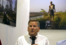 Rights Groups Urge Myanmar to Make Amends for Seized Land Phil Robertson, deputy Asia director at Human Rights Watch, talks to journalists during a press briefing on a project titled "Nothing for Our Land," the Impact of Land Confiscation on Farmers in Myanmar, Tuesday, July 17, 2018, in Yangon, Myanmar. Photo: Thein Zaw / Associated Press