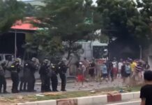 Vietnam Jails 6 for Disturbing Public Order in Protests Protesters pelt police with bricks, rocks and other objects in June during a protests in Vietnam. Image: Kinh Citizen / YouTube