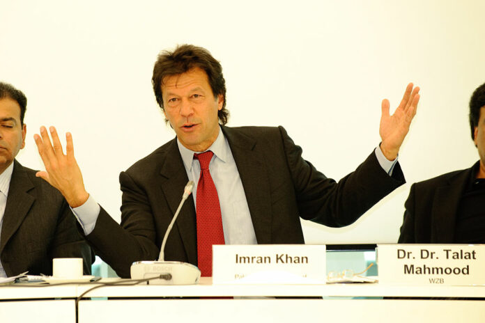 Pakistani presidential candidate Imran Khan speaks in 2009 at a conference in Berlin, Germany. Photo: Stephan Röhl / Wikimedia Commons