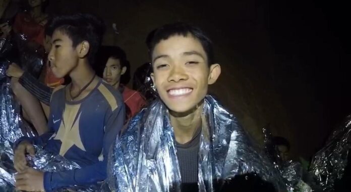 Duangpetch “Dom” Promtep, 13, while in Luang Cave.