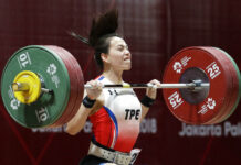 Taiwan – by Whatever Name – Still Winning at Asian Games Gold medalist Taiwan's Hsingchun Kuo makes her last attempt to beat her own record during the women's 58kg weightlifting at the 18th Asian Games on Thursday in Jakarta, Indonesia. Photo: Aaron Favila / Associated Press