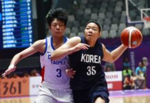 Combined Koreas Basketball Team to Play for Asian Games Gold Combined Koreas' Kim Hanbyul, right, drives past Taiwan's Chen Yuchun during their women's basketball semifinal match Thursday at Istora Stadium in Jakarta, Indonesia. Photo: Dita Alangkara / Associated Press