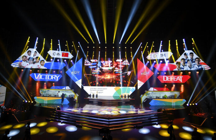 The China esports team play Taiwan in the eSports exhibition Sunday at the 18th Asian Games Arena of Valor in Jakarta. Photo: Dhemas Reviyanto / INASGOC via AP The China esports team play Taiwan in the eSports exhibition Sunday at the 18th Asian Games Arena of Valor in Jakarta. Photo: Dhemas Reviyanto / INASGOC via AP