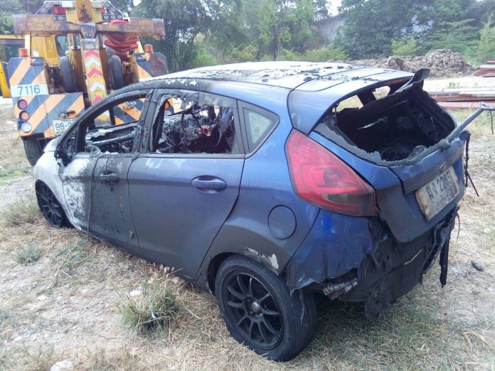 A Ford Fiesta that reportedly caught fire in February 2017. Image: Ford Class Action Thailand / Facebook