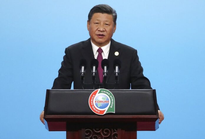 Chinese President Xi Jinping speaks during the high-level dialogue between Chinese and African leaders and business and industry representatives and the opening ceremony of the 6th China-Africa Entrepreneur Conference at the Beijing National Convention Center in Beijing Monday, Sept. 3, 2018 in Beijing, China. Photo: Lintao Zhang / Associated Press