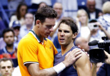Knee Ends Nadal’s Open Defense; Djokovic Vs. del Potro Final Juan Martin del Potro, of Argentina, talks with Rafael Nadal, of Spain, after Nadal retired from the match during the semifinals of the U.S. Open tennis tournament, Friday, Sept. 7, 2018, in New York. Photo: Adam Hunger / Associated Press