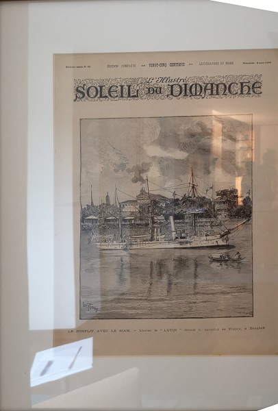 An old print at on the second floor of the residence depicts the 1893 Franco-Siamese conflicts.