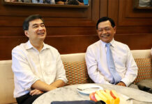 Democrats Announce Party Membership Registration Democrat Party chairman Abhisit Vejjajiva meets last month with Alongkorn Pollabutr, a former deputy party leader now challenging him for party leadership.