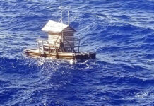 Indonesian Teen Rescued After 49 Days at Sea Aldi Novel Adilang, 18, is seen on a wooden fish trap floating in the waters near the island of Guam. Photo: Indonesian Consulate General in Osaka
