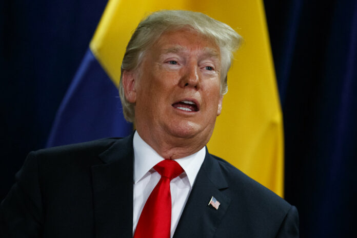 US President Donald Trump answers a reporters question about Supreme Court Justice nominee Brett Kavanaugh during a meeting with Colombian President Ivan Duque in September at the UN General Assembly. Photo: Evan Vucci / Associated Press