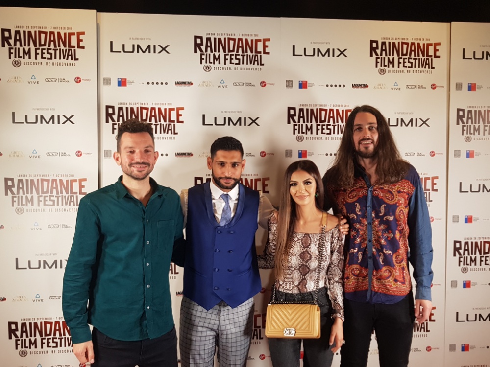 From left: Blair MacDonald, Amir Khan, Faryal Makhdoom and Oliver Clark pose Saturday evening at the premiere of 