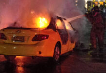 Taxi Goes Up in Flames Outside CentralWorld