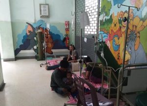 An undated photo shows patients on the floor at a hospital in Tak province. Photo: Nicky Somsai / Facebook