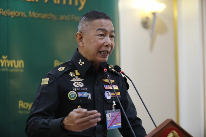 Army chief Gen. Apirat Kongsompong speaks to reporters Wednesday in Bangkok. Army chief Gen. Apirat Kongsompong speaks to reporters Wednesday in Bangkok.