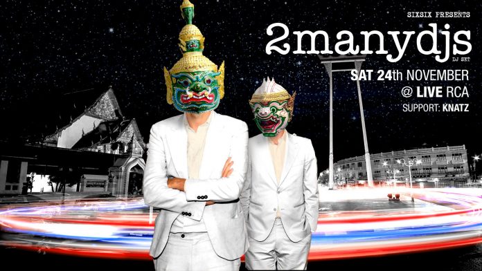 A promotional poster of an upcoming 2Manydjs gig in Bangkok