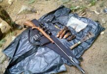 Poaching Suspects Post Bail as Park Rangers Seek More Evidence A machete, hunting gears discovered along with four bearcat paws Oct. 7 at Sai Yok National Park, Kanchanaburi province.