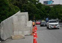 Skytrain Concrete Slab Slips, Falls on Road