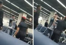 DMK Chief Suspended Over Chinese Tourist Assault In this undated image from video, an airport security guard gets physical with a Chinese tourist. Image: Guide Complaint / Facebook