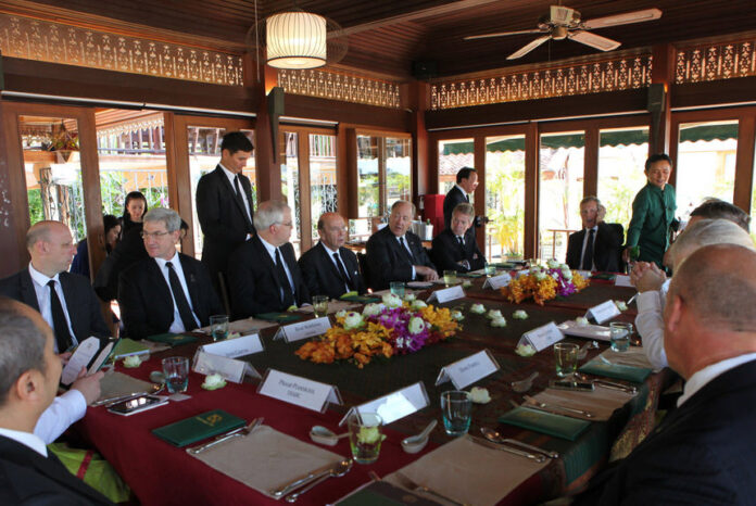 US Commerce Secretary Wilbur Ross, seated fifth from left, chairs a 2017 meeting in Bangkok. Photo: U.S. Embassy Bangkok US Commerce Secretary Wilbur Ross, seated fifth from left, chairs a 2017 meeting in Bangkok. Photo: U.S. Embassy Bangkok