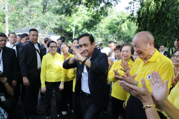 Junta leader Gen. Prayuth Chan-ocha exercises Friday at Lumphini Park in Bangkok. Junta leader Gen. Prayuth Chan-ocha exercises Friday at Lumphini Park in Bangkok.