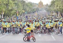 Bangkok Roads to Close Sunday For Cycling Event Rehearsal Cyclists prepare for a mass cycling event December 2015 in Bangkok.