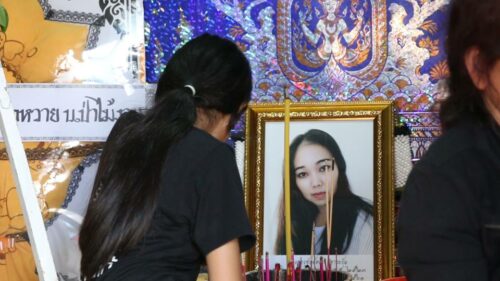 Chorlada Tarawan’s family mourns Nov. 13 at her home in Khon Kaen.