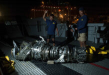 Data Recovered From Crashed Lion Air Data Recorder: Official Navy divers inspect Saturday what is believed to be engine of the crashed Lion Air jet after it was retrieved from the sea floor, at Tanjung Priok Port in Jakarta, Indonesia. Photo: Fauzy Chaniago / Associated Press