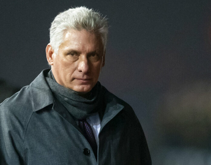 Cuba's President Miguel Diaz-Canel arrives Thursday at Moscow's Government Vnukovo airport for an official visit to Russia. Photo: Alexander Zemlianichenko / Associated Press