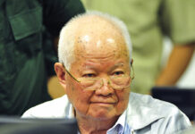 Cambodia Says Khmer Rouge Tribunal That Convicted 3 Is Done In this photo released by the Extraordinary Chambers in the Courts of Cambodia, Khieu Samphan, former Khmer Rouge head of state, sits Friday in a court room before a hearing at the U.N.-backed war crimes tribunal in Phnom Penh, Cambodia. Photo: Mark Peters / Extraordinary Chambers in the Courts of Cambodia