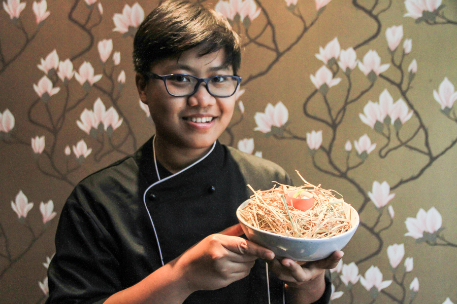 Sujira ‘Aom’ Pongmorn holds a bowl of kai look koey.