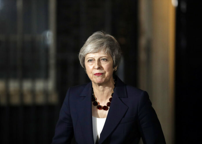Britain's Prime Minister Theresa May delivers a speech Wednesday outside 10 Downing Street in London. Photo: Matt Dunham / Associated Press
