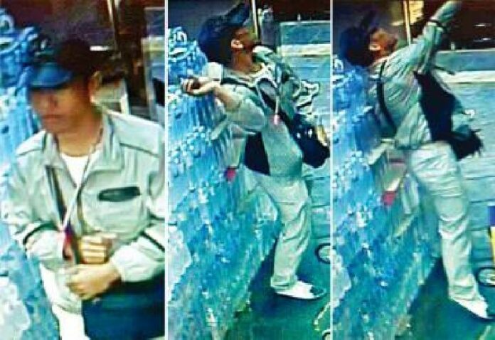 A screencap of a security camera footage that shows the grenade attack on Jan. 19, 2018.