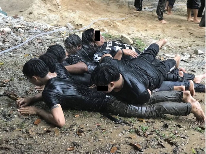 Engineering freshmen being hazed in the SOTUS tradition in September at Rambhai Barni Rajabhat University in Chanthaburi. Photo: Anti Sotus / Facebook Engineering freshmen being hazed in the SOTUS tradition in September at Rambhai Barni Rajabhat University in Chanthaburi. Photo: Anti Sotus / Facebook