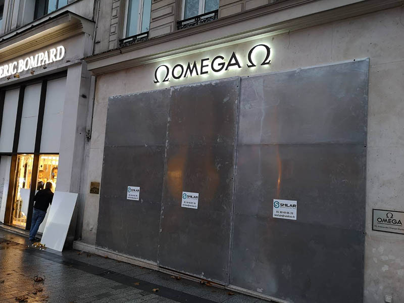 The state of various shops Sunday morning at the Champs Elysees following protests the day before in Paris, France.