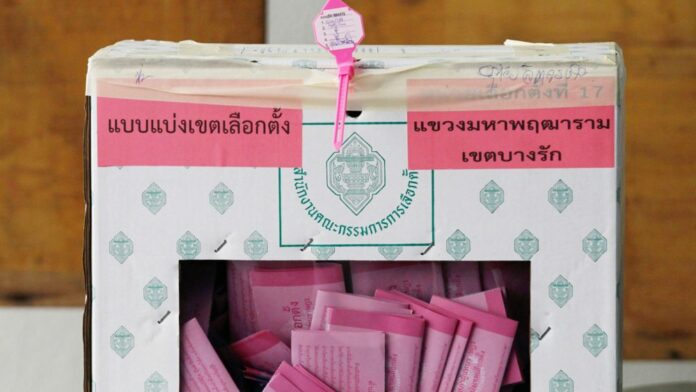 A 2011 file photo of a sealed ballot box in Bang Rak district of Bangkok.