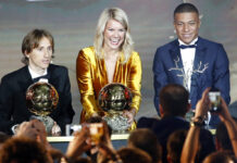 Ballon d’Or 1sts: Modric Wins, Hegerberg Takes Women’s Award Olympique Lyonnais' Ada Hegerberg with the Women's Ballon d'Or, center, poses with Real Madrid's Luka Modric, with the Ballon d'Or, left, and Paris St Germain's Kylian Mbappe with the Kopa Trophy, right, during the Golden Ball award ceremony Monday at the Grand Palais in Paris, France. Photo: Christophe Ena / Associated Press