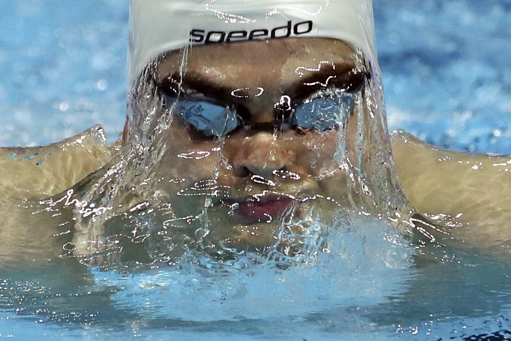 Iceland's Anton Svein McKee competes Thursday in heats for the men's 200m breaststroke during the 14th FINA World Swimming Championships in Hangzhou, China Thursday, Dec. 13, 2018. Photo: Ng Han Guan / Associated Press