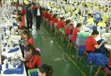 US Sportswear Traced to Factory in China’s Internment Camps In this file image from undated video footage run by China's CCTV via AP Video, Muslim trainees work in a garment factory at the Hotan Vocational Education and Training Center in Hotan, Xinjiang, northwest China. Image: Associated Press