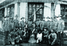US to Return 3 Bells Seized From Philippines a Century Ago U.S. soldiers of Company C, 9th Infantry Regiment who survived a Filipino ambush in 1901 pose with a church bell used to signal the attack. Photo: Fred R. Brown / Wikimedia Commons