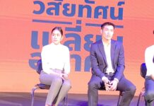 New Party Aims to Cut No. of Soldiers, Prosecute Coup Leaders Party spokesperson Pannika Wanich, left, and Future Forward Party leader Thanathorn Juangroongruangkit at the announcement of its party policies Sunday in Bangkok.