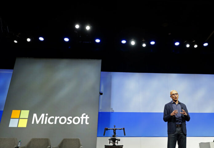 Microsoft Overtakes Apple Microsoft CEO Satya Nadella speaks during the annual Microsoft Corp. shareholders meeting on Nov. 28, 2018, in Bellevue, Washington. Photo: Ted S. Warren / Associated Press