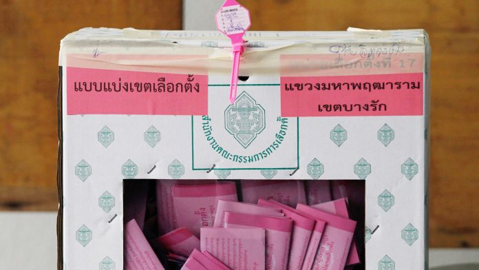 A 2011 file photo of a sealed ballot box in Bang Rak district of Bangkok.