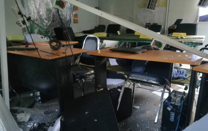 A police outpost in Songkhla province after a car bomb exploded outside Tuesday.