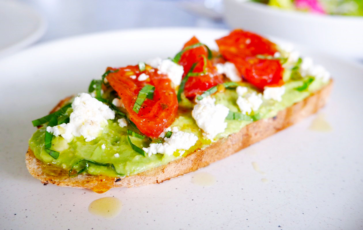 Avocado toast (310 baht).